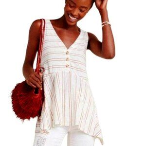 Maeve Anthropologie Alayna Striped Tunic Sleeveless V-neck Asymmetric Top XS